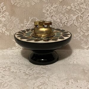 Vintage Ceramic Table Lighter with Gold Accents